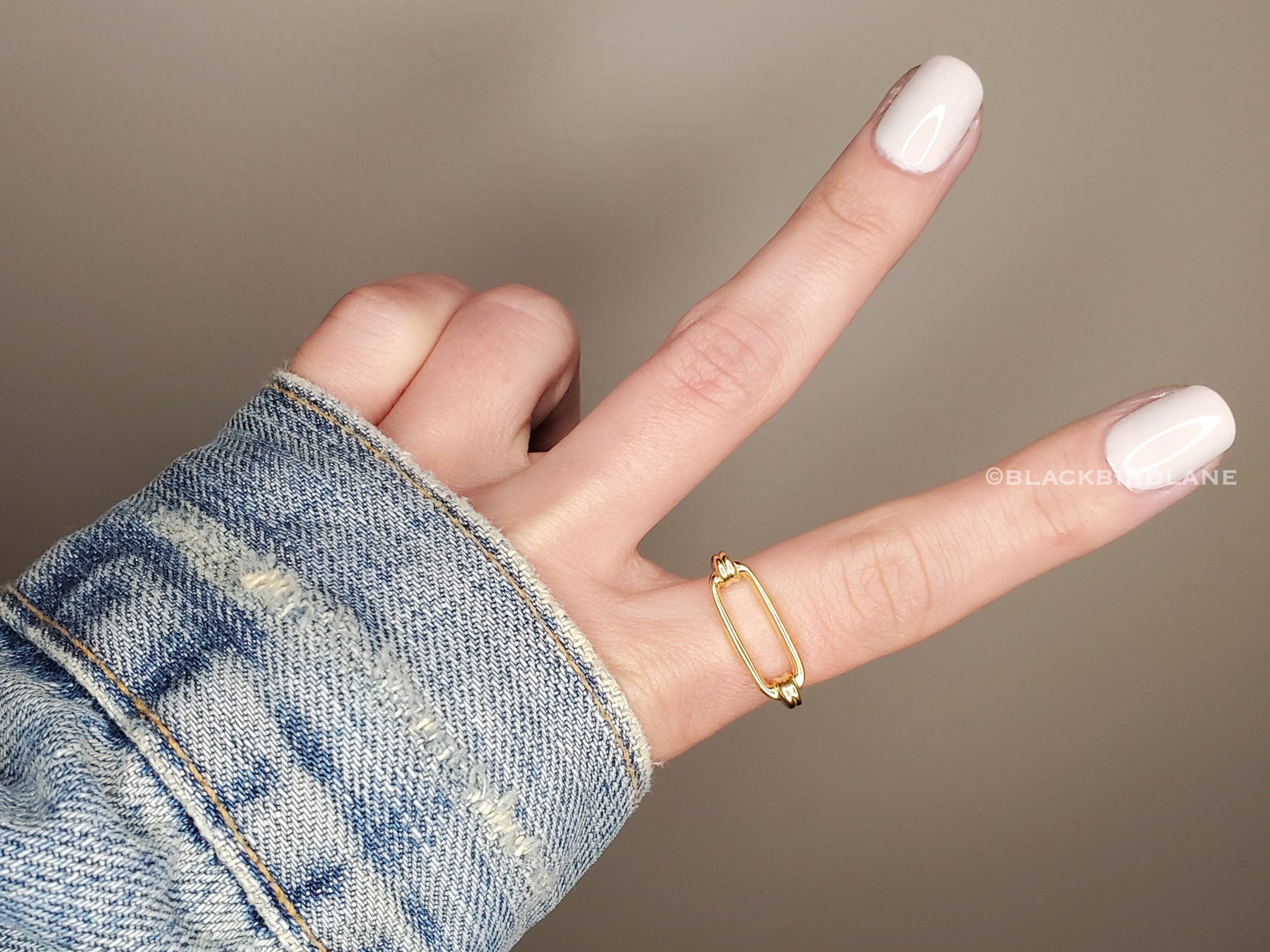 Gold Paperclip Ring 14k Gold Plated Ring Statement Ring Etsy