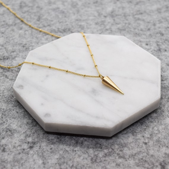 Gold Spike Pendant Necklace Dagger Pendant Gold Chain Layering Necklace Simple Charm Necklace Minimalist Jewelry Gift for her necklace