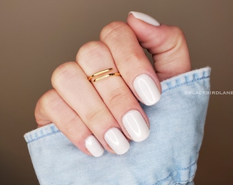 Open Double Band Ring, Gold Stacking Ring, Adjustable Stacking Ring, Simple Gold Ring, Delicate Ring, Layering Ring, Open Adjustable Ring