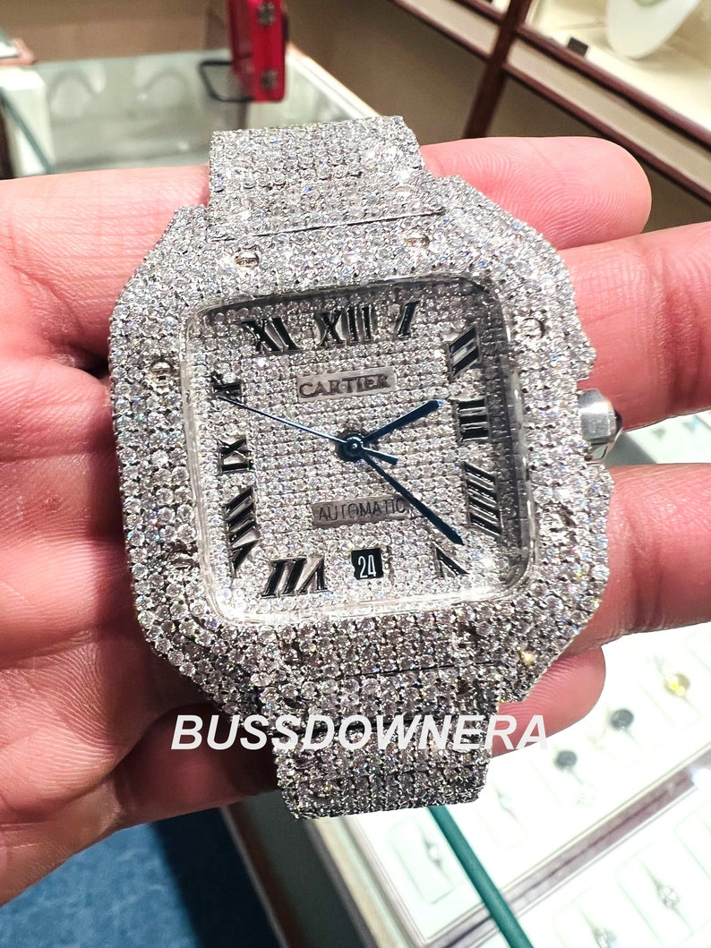Buss Down Cartier Watch VVS Moissanite Diamonds White Gold - Etsy