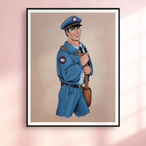 Mailman Pin Up Sketch - Vintage Style Character Art Print