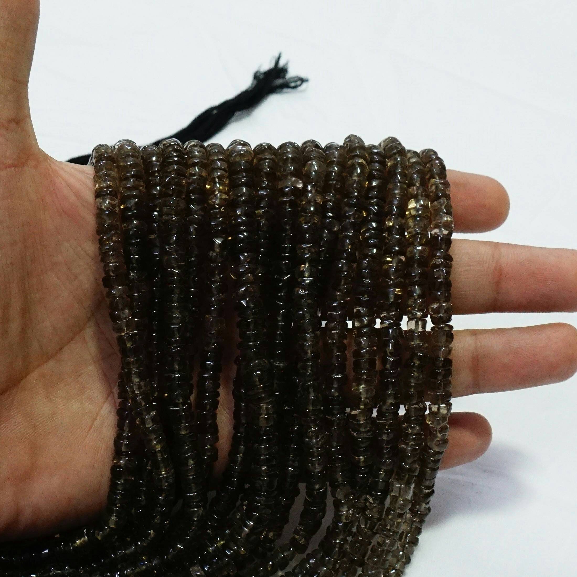Smoky topaz Plain tyre beads Smoky topaz Plain tyre beads