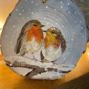 Robin . Hand Painted hanger - Robin Heart Hanging Decoration - unique Gifts