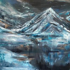 Snowy mountains painting
