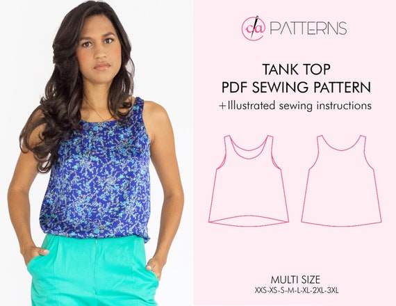 Tank Top PDF Sewing Pattern, Sleeveless Shirt, Sleeveless Top