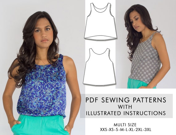 PDF Sewing Pattern Women Sewing Pattern Sleeveless Top pattern Modern ...