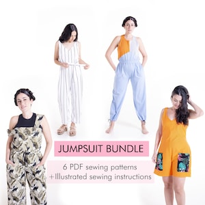6 Jumpsuit Pattern Bundle| Easy Jumpsuit Patterns| PDF Sewing pattern for Women PDF | Beginner romper sewing patterns set| sewing tutorial