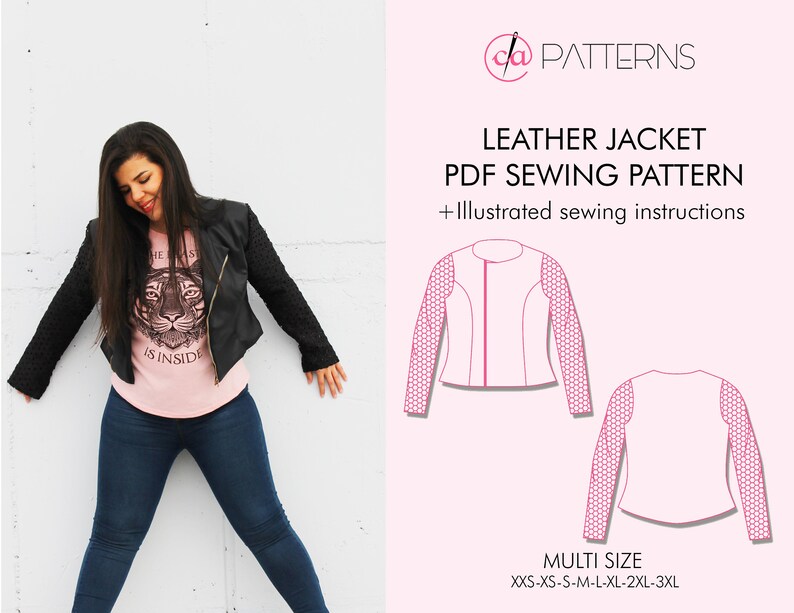 Jacket PDF Sewing Pattern Asymmetric Zipper Jacket - Etsy
