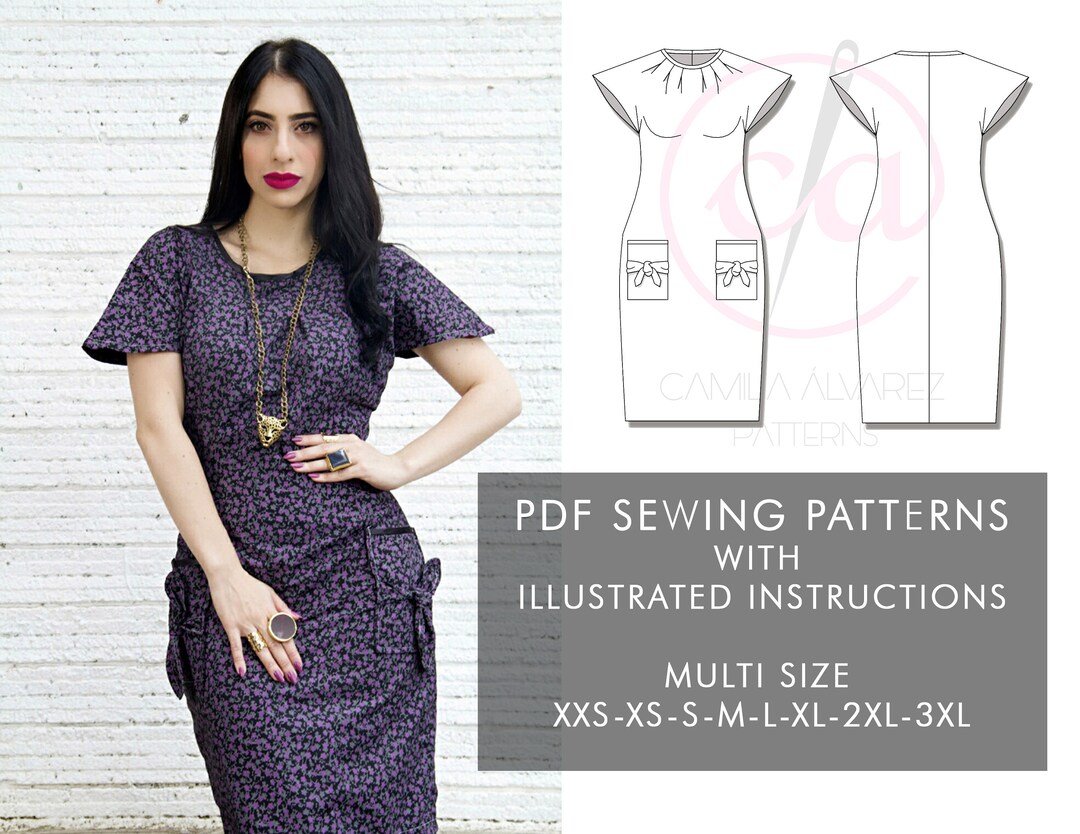 Short Dress PDF Sewing Pattern Multi Size Sewing Pattern Etsy