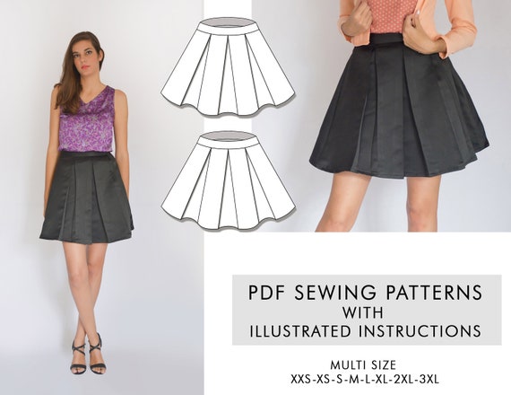 Skirt PDF Sewing Pattern Short skirt pattern Skirt pleated | Etsy