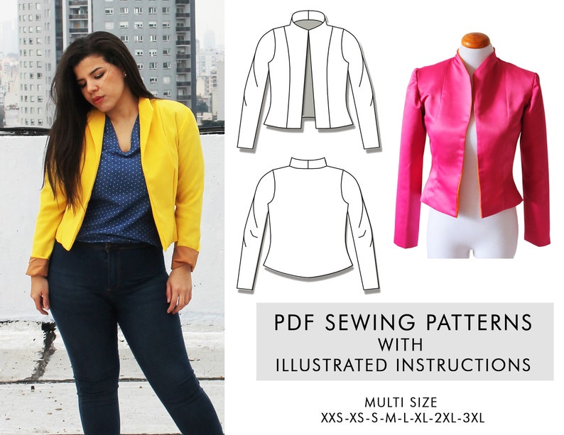 Blazer PDF Sewing Pattern Office Jacket Yellow Blazer Etsy