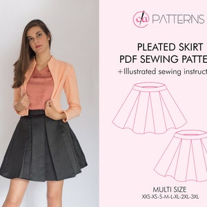 Skirt PDF Sewing Pattern Short Skirt Pattern Skirt Pleated - Etsy