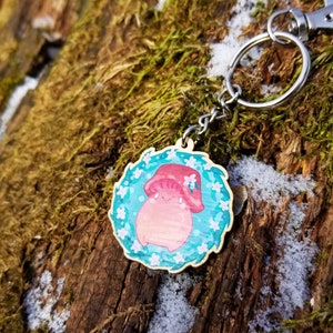 Mushroom Sprite Keychain Charm! &quot;Lovely&quot; - Sustainably Sourced Birch Wood!