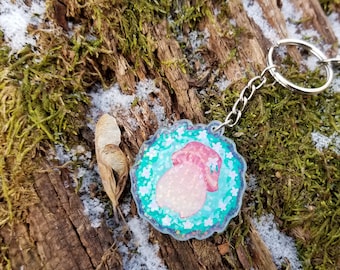 Mushroom Sprite Keychain Charm! "Lovely" - Holographic Acrylic!