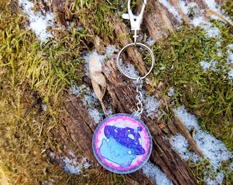 Mushroom Sprite Keychain Charm! "Monster" - Holographic Acrylic!