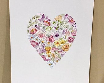 Floral Heart Print • Art Print • Heart Print • Hearts Print • Valentines Day • Wall Decor