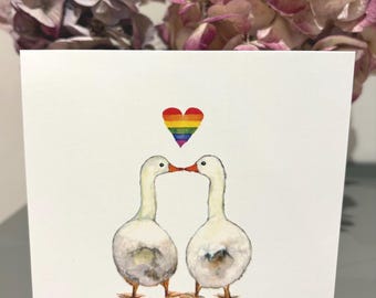 LGBTQ Ducks in Love Card • For Him • For Her• Blank Card