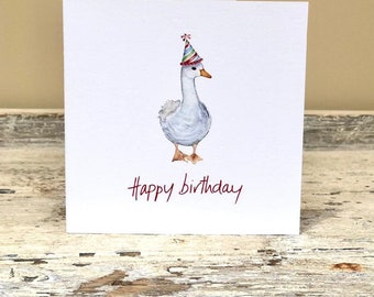 Happy Birthday card, Party Duck • Birthday card • Blank inside