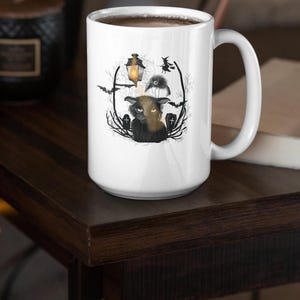 Halloween Black Cat Mug, Halloween Black Cat Gift, Fall Cat Mug, Halloween Cat Cups, Mug Cat Black, Coffee Mug Halloween