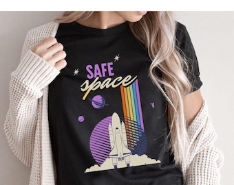 Safe Space Tee, Retro LGBTQ, Pride Rainbow Ally, You Are Safe With Me Pride, Equality LGBT Shirt, Queer Ally, Human Rights, Rainbow Shirt