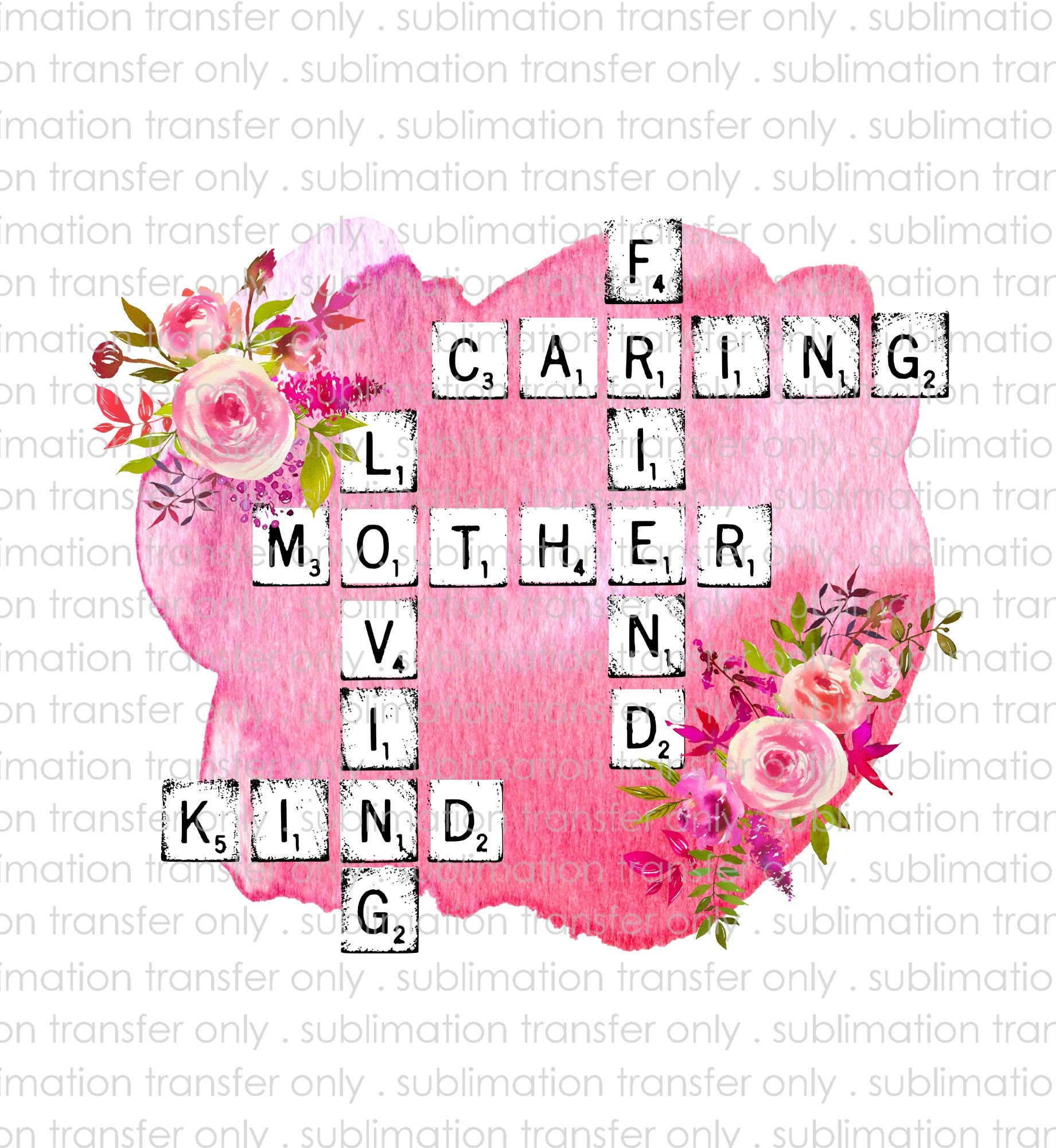 Sublimation TransferMother Crossword PuzzleWatercolor Etsy