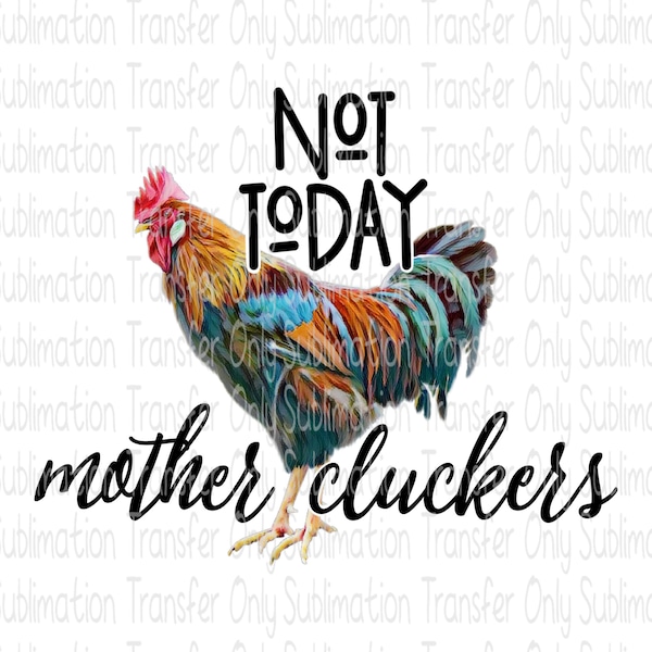 Sublimation Transfer-Ready to Press-Not today mother clucker-Watercolor Chicken/Rooster Design-Great for Shirts,Mugs,Tumblers,&More