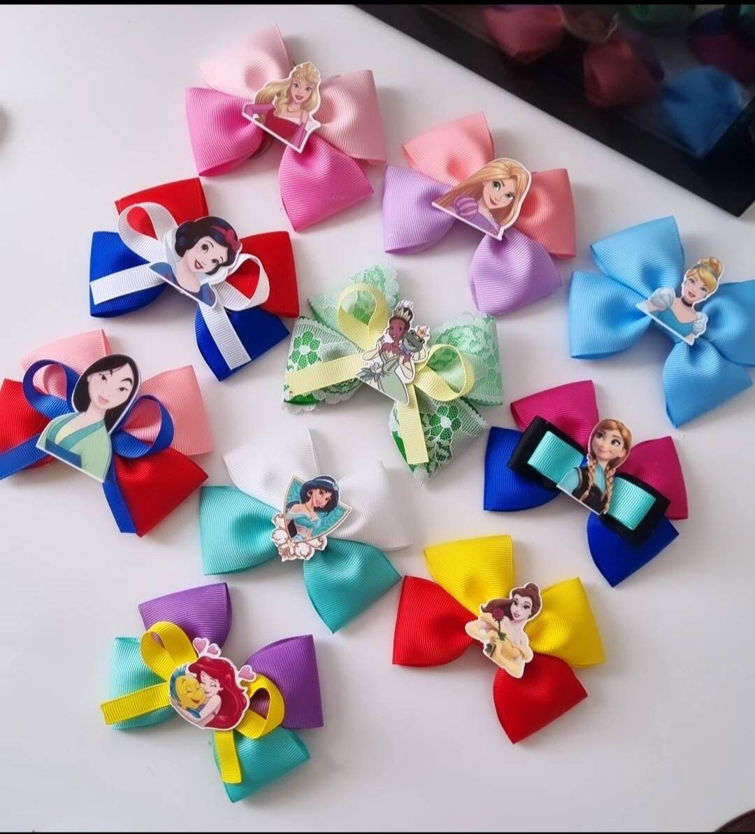 Disney Princess Hair Bows 4 Hair Bow Princess Hair Clips Large Bow Clip Hair Clips bows for Girls Rapunzel Hair Bow Cinderella Bow Etsy