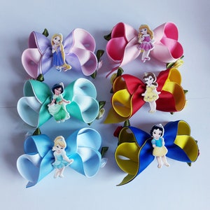 Disney Princess Hair Bows - Princess Bows, Disney Bows, Hair Bow Clips, Boutique Bows, Cinderella Bows, Bows For Girls, Rapunzel Bows, 3"