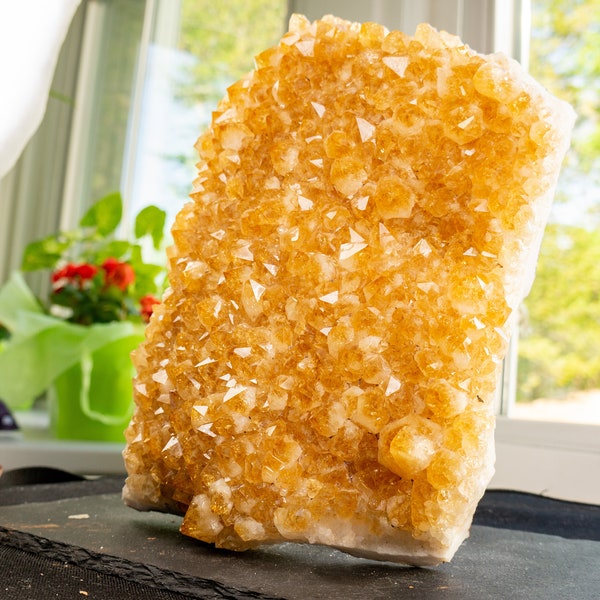 Yellow Citrine Cluster with Flower Formations - Large - Citrine Druzy with Calcite - Merchant Stone, Light Maker - 4500g - 9.9 lb