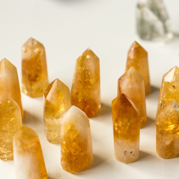 Citrin Point, Citrin Generator, Citrine Obelisk Power Stone - selbststehend - hohe Qualität, Zauberstab Heilung Kristall - Größe: Medium S
