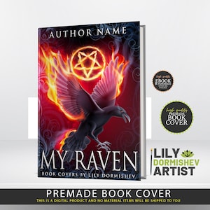 Fire Witchcraft and Crow Art Fantasy Premade Book Cover  | Ebook & Paperback Cover | Kindle KDP | Digital Product for Authors