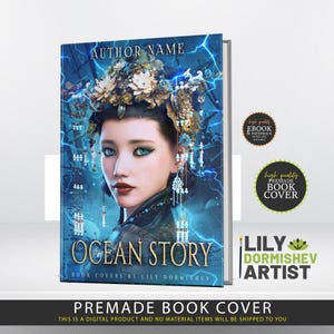 Sci-Fi Asian Premade Book Cover Ebook & Paperback Design | Futuristic Black Crow Cover Art | Kindle KDP Cover | Digital Product for Authors