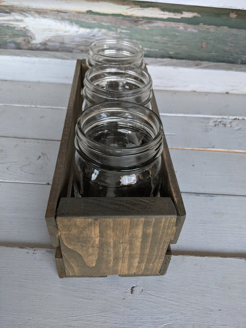 Mini 3 PintSized Mason Jar Wooden Crate Holder and Etsy