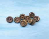 Vintage Set 8 Brass Knobs VCR Italy Cupboard Cabinet Drawer Pulls Handle Antique