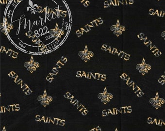 Fabric by the 14 yard or more Riverboat Streetcar Black and Gold Fleur de Lis NEW ORLEANS SAINTS Cotton Fabric