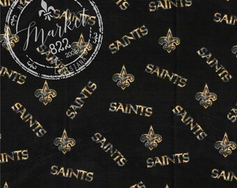 Fabric by the 14 yard or more Riverboat Streetcar Black and Gold Fleur de Lis NEW ORLEANS SAINTS Cotton Fabric