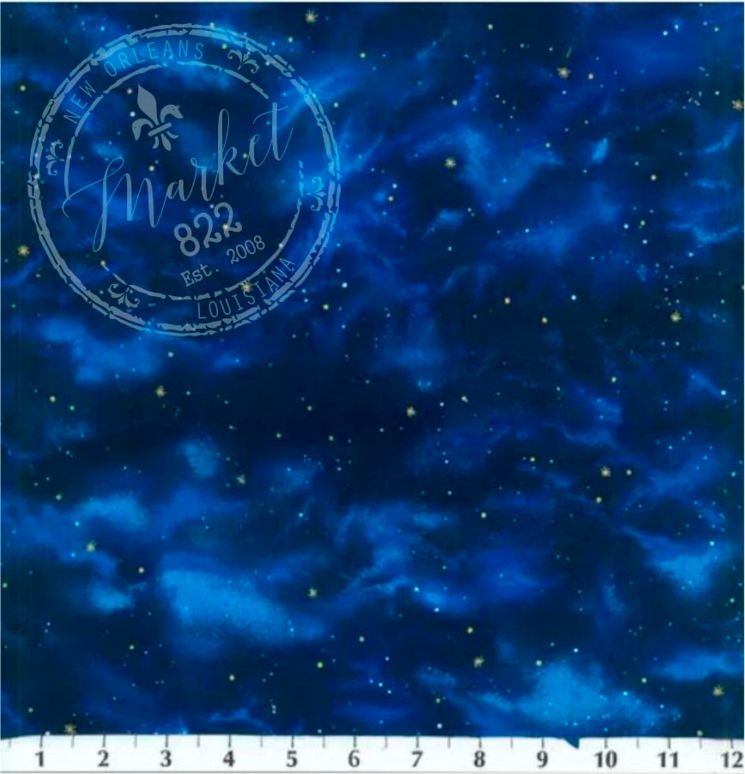 NIGHT SKY Fabric Galaxy Fabric Blue Fabric Fabric by the Etsy