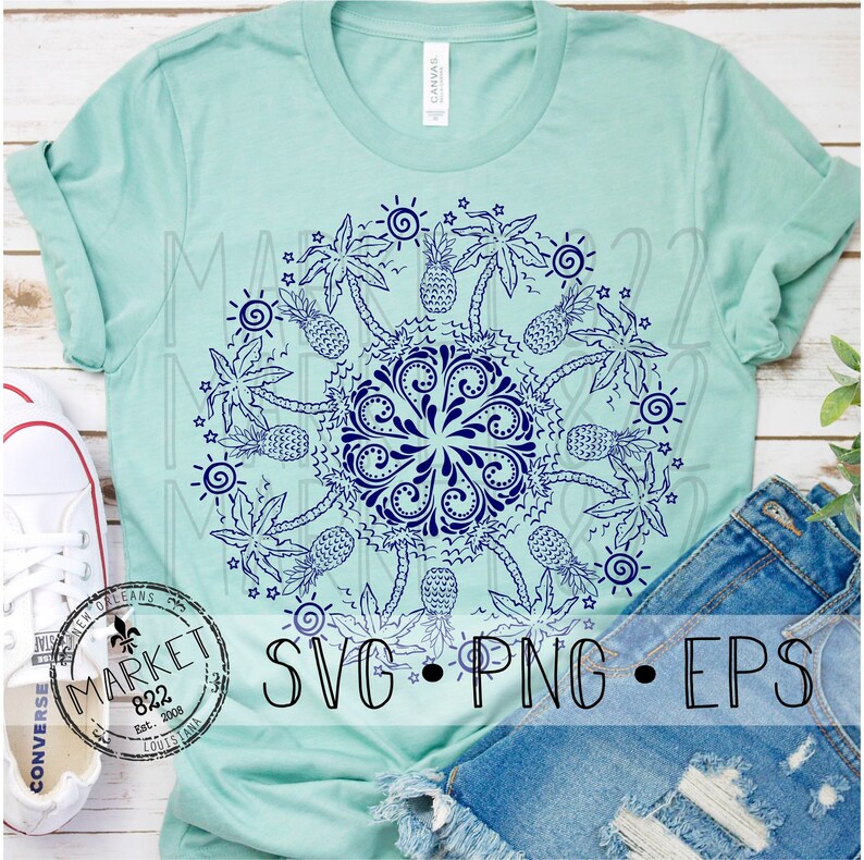 Download Print File Cut Files Svg Eps Palm Tree Pineapple Beach Mandala Tropical Mandala Png Craft Supplies Tools Drawing Drafting