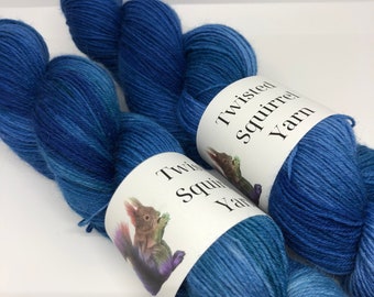 Alliance 4ply hand dyed British sock yarn wool and nylon vivid bright blue yarn