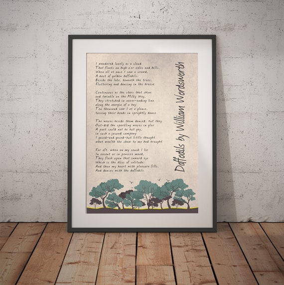William Wordsworth Daffodils Poem Lyrics Wall Art Custom Etsy