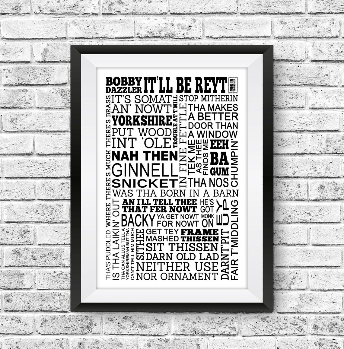 Yorkshire Print Customised Wall Art Yorkshire Dialect Funny Etsy