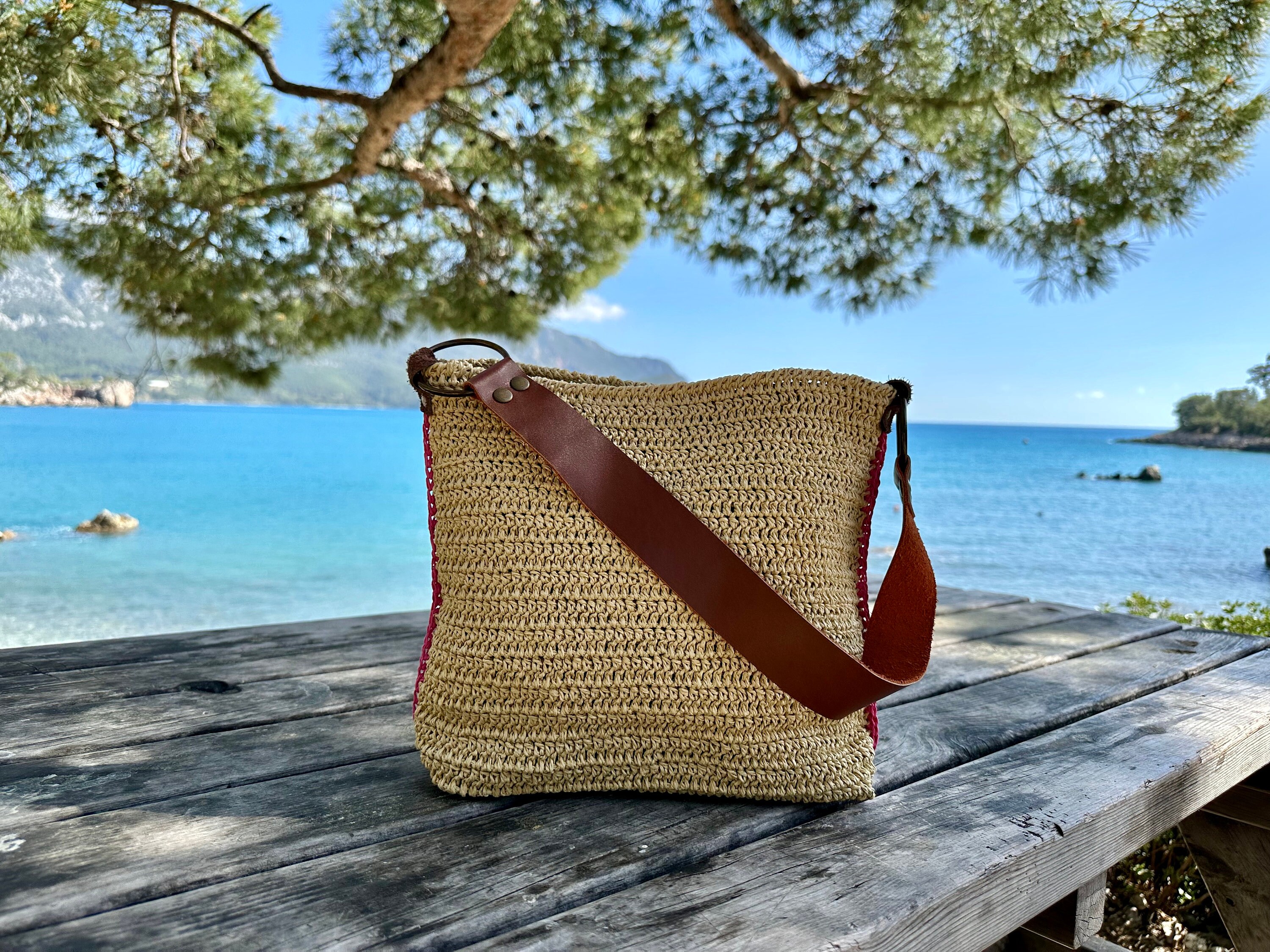 Straw Bag Hobo Bag Shoulder Bag With Leather Strap cute Summer Bag Boho Bag Knitted Paper Yarn Bag Straw Handbag Etsy Ireland
