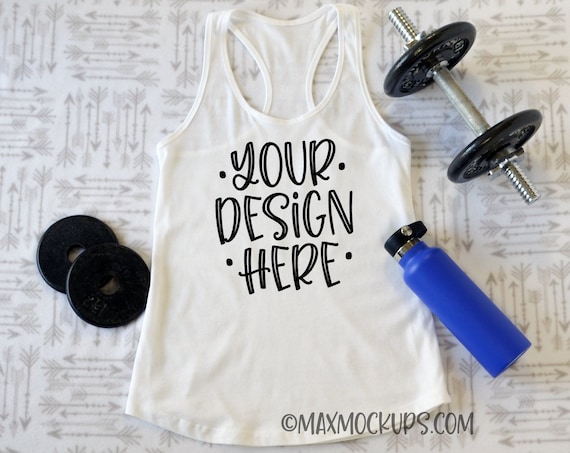 Workout Tank Mockup Racerback Next Level Flatlay White Blank