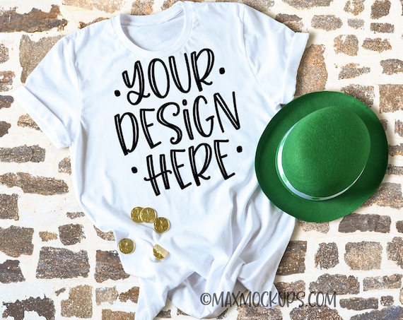 White T-Shirt Mockup St Patricks Day Bella Canvas 3001