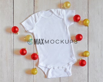 Baby Bodysuit Mockup Green Gold Confetti Football White Etsy