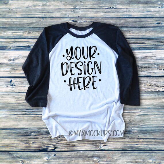 Download Free Raglan T-Shirt Next Level 6051 Mockup 3 4 Sleeve ...