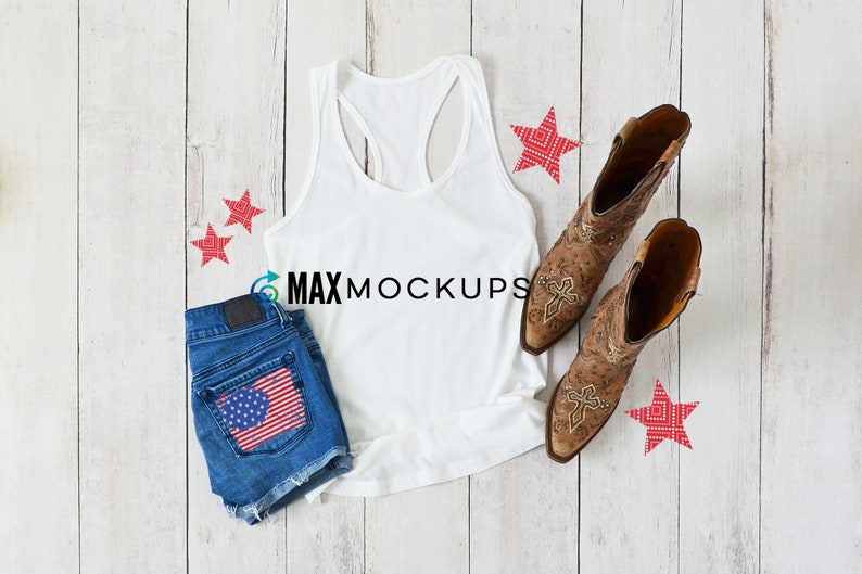 Download White Tank top MOCKUP July 4th Independence day red white ...