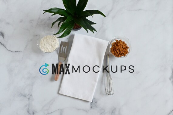 White Kitchen Tea Towel Mockup Styled Stock Photography Etsy