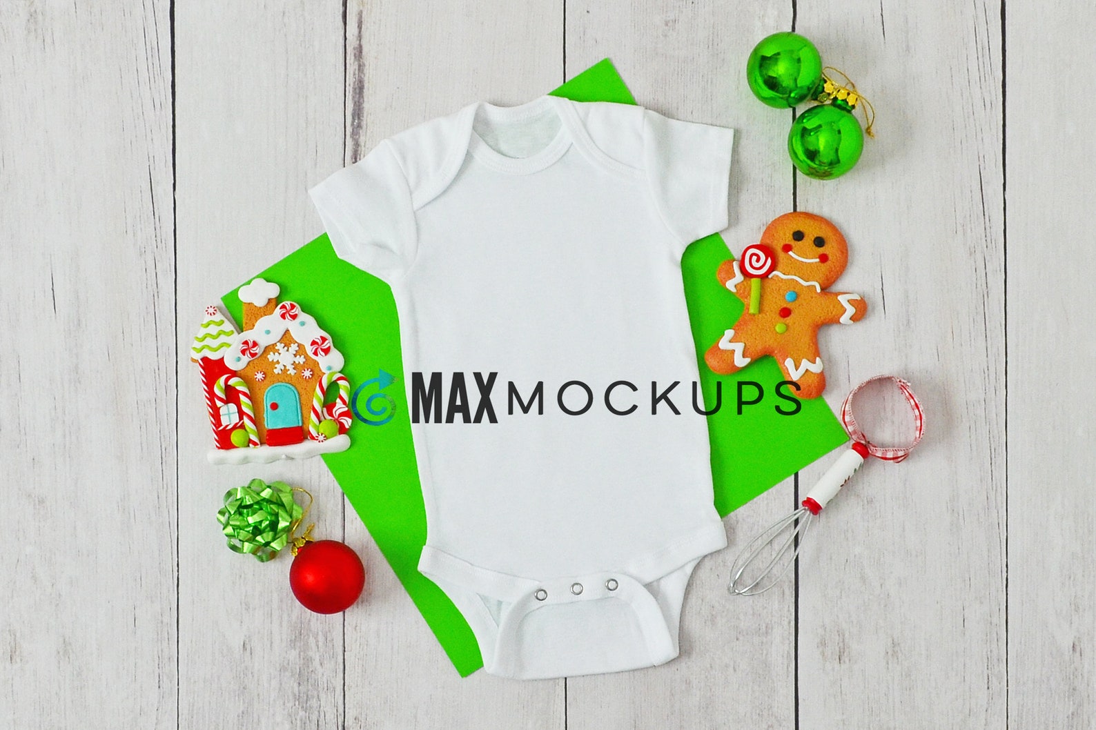 Download Baby bodysuit MOCKUP Christmas holidays white blank flatlay | Etsy