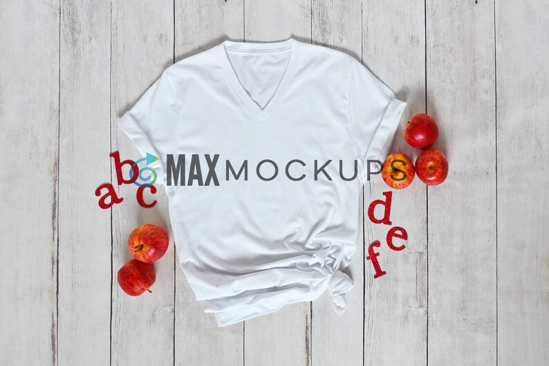 Download White t-shirt MOCKUP back to school teacher Bella v-neck ...